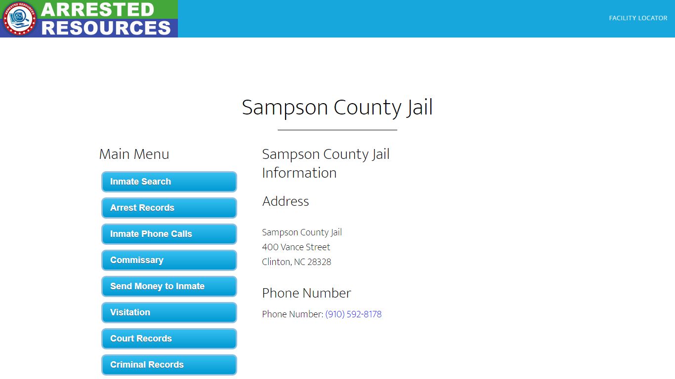 Sampson County Jail - Inmate Search - Clinton, NC