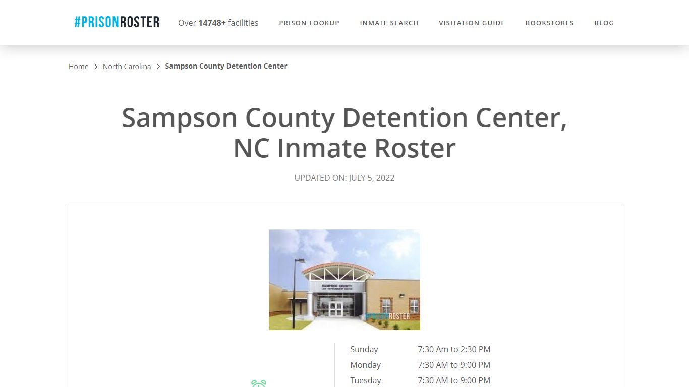 Sampson County Detention Center, NC Inmate Roster